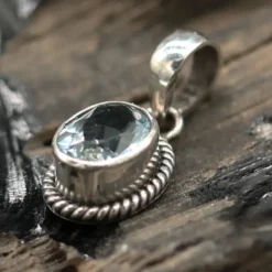 Edler Blauer Topas Anhänger 925 Silber Schmuck