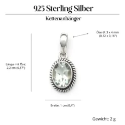 Edler Grüner Amethyst Anhänger 925 Silber Schmuck