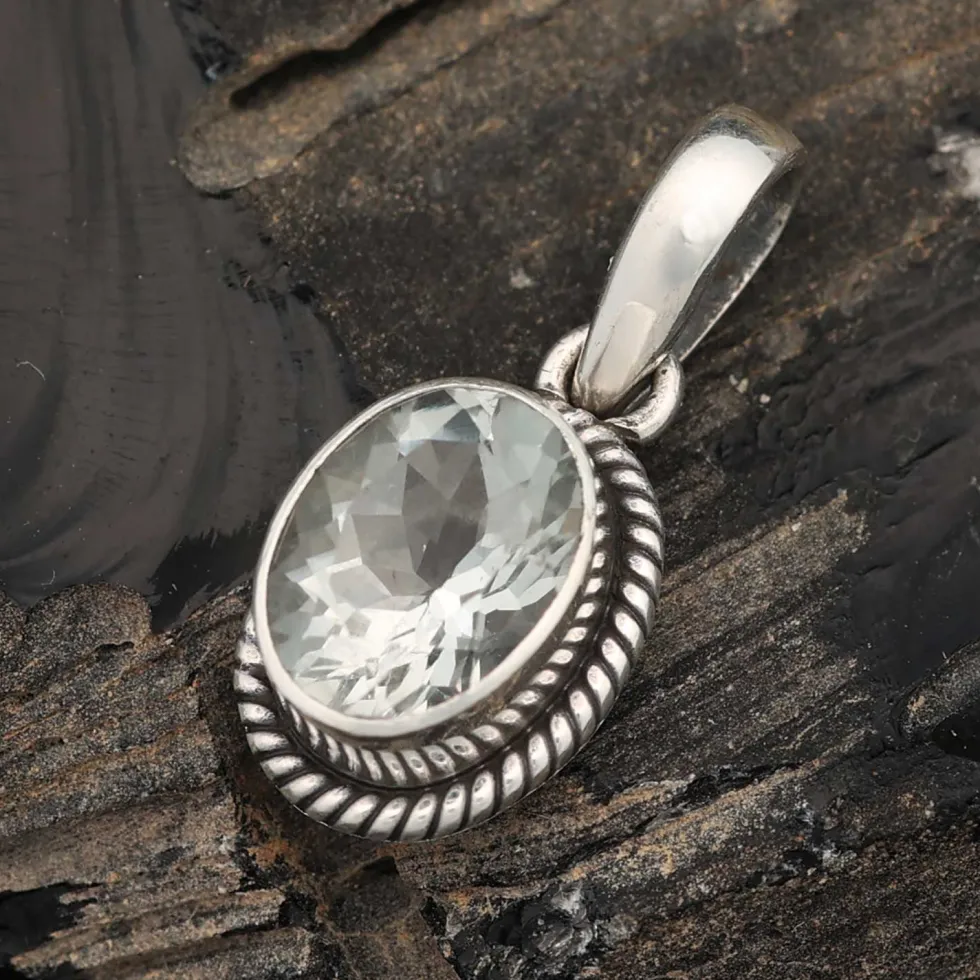Edler Grüner Amethyst Anhänger 925 Silber Schmuck