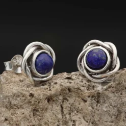 Edler Ohrstecker Lapislazuli Knoten 925 Silber