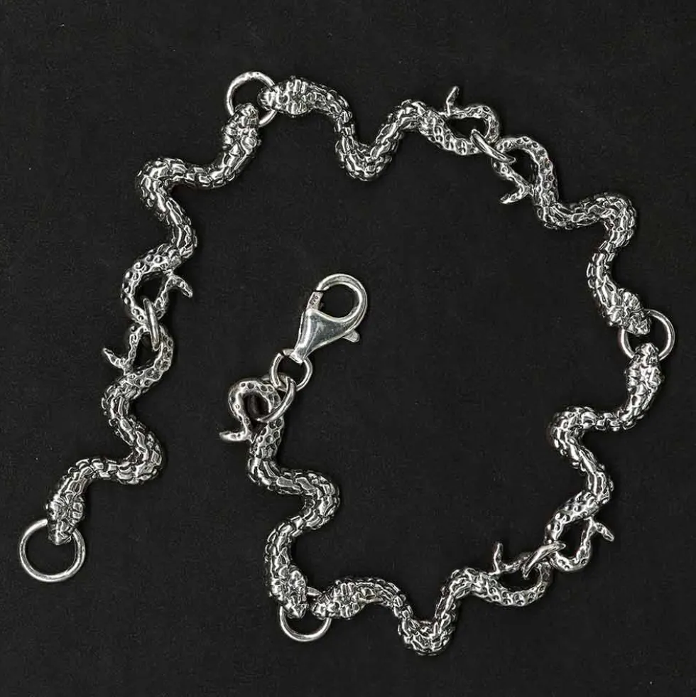 Edles Schlangen Armband ausgefallener 925 Silber Armschmuck Biker
