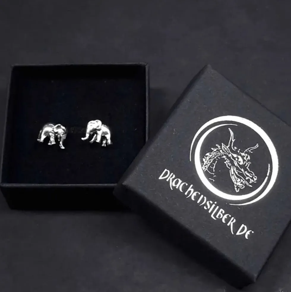 Elefant Ohrstecker 3 Dimensional 925 Silber Ohrschmuck