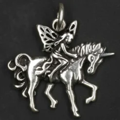 Elfe auf Einhorn Schmuck Anhänger aus Silber 925