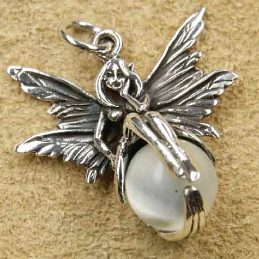 Elfe auf Kugel Schmuck Anhänger 925 Silber