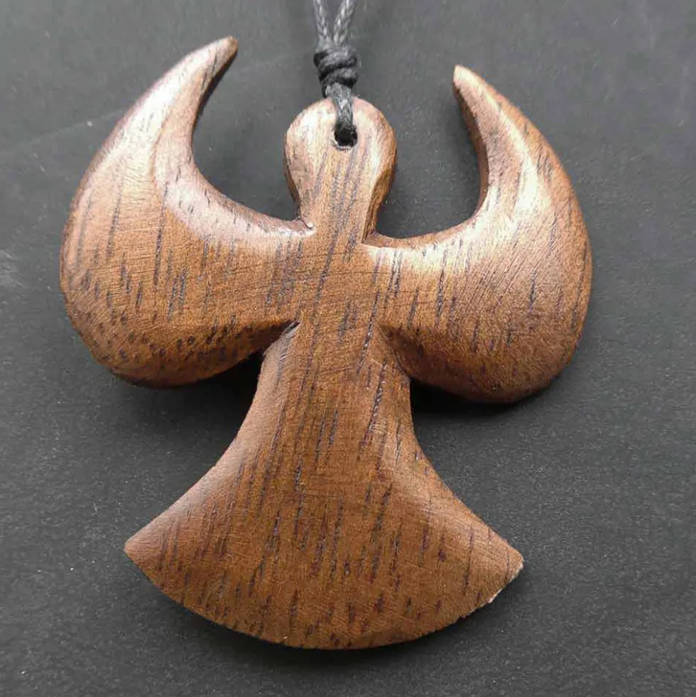 Engel Holzschmuck Kettenanhänger geschnitzt