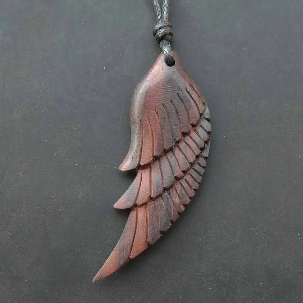 Engel Schmuck Holz Kettenanhänger Engelsflügel