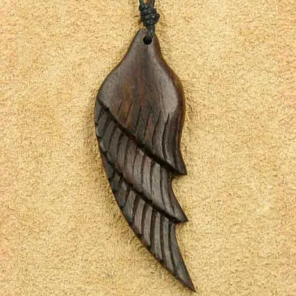 Engel Schmuck Holz Kettenanhänger Engelsflügel