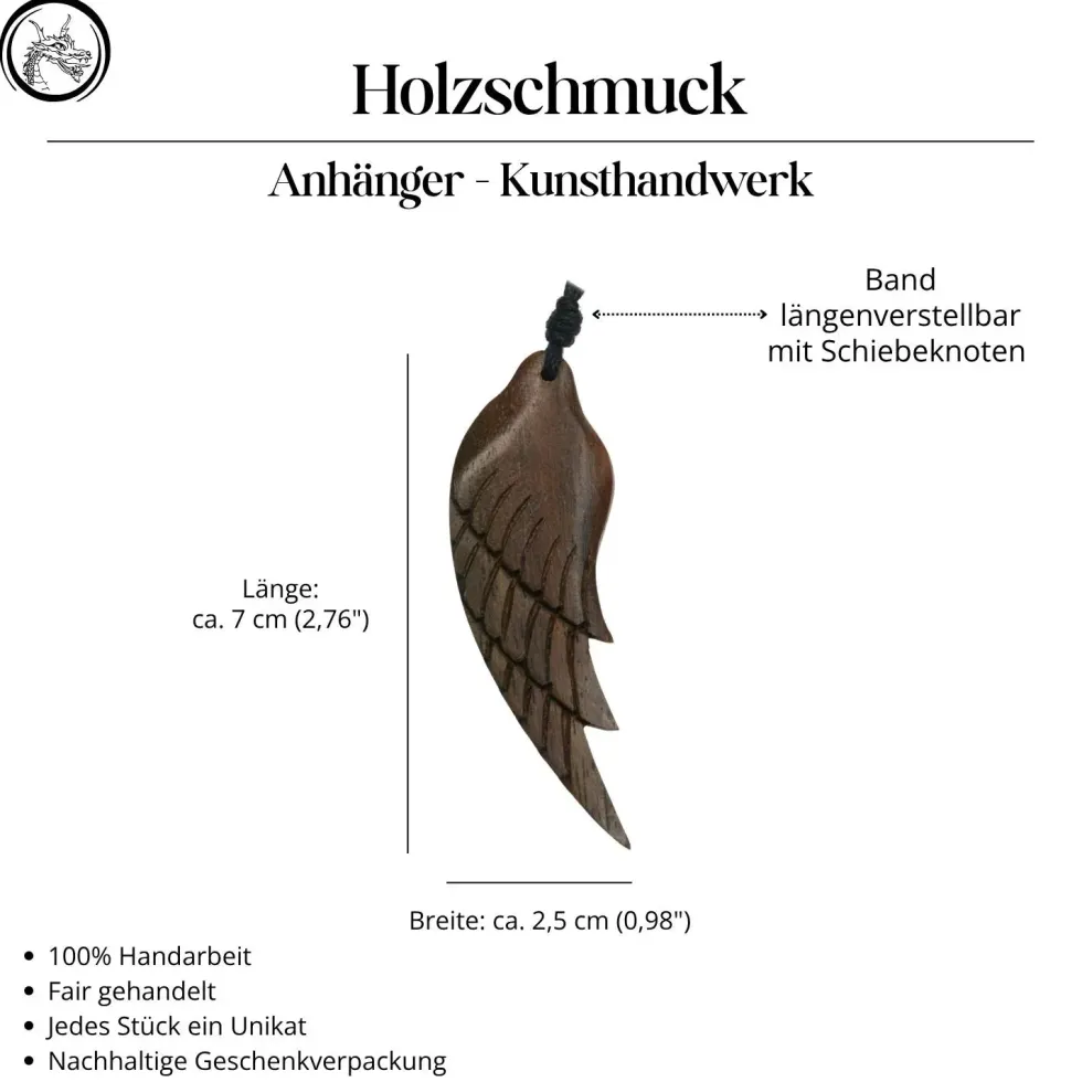 Engel Schmuck Holz Kettenanhänger Engelsflügel