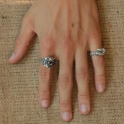 2er Kralle cooler Ring aus 925 Silber