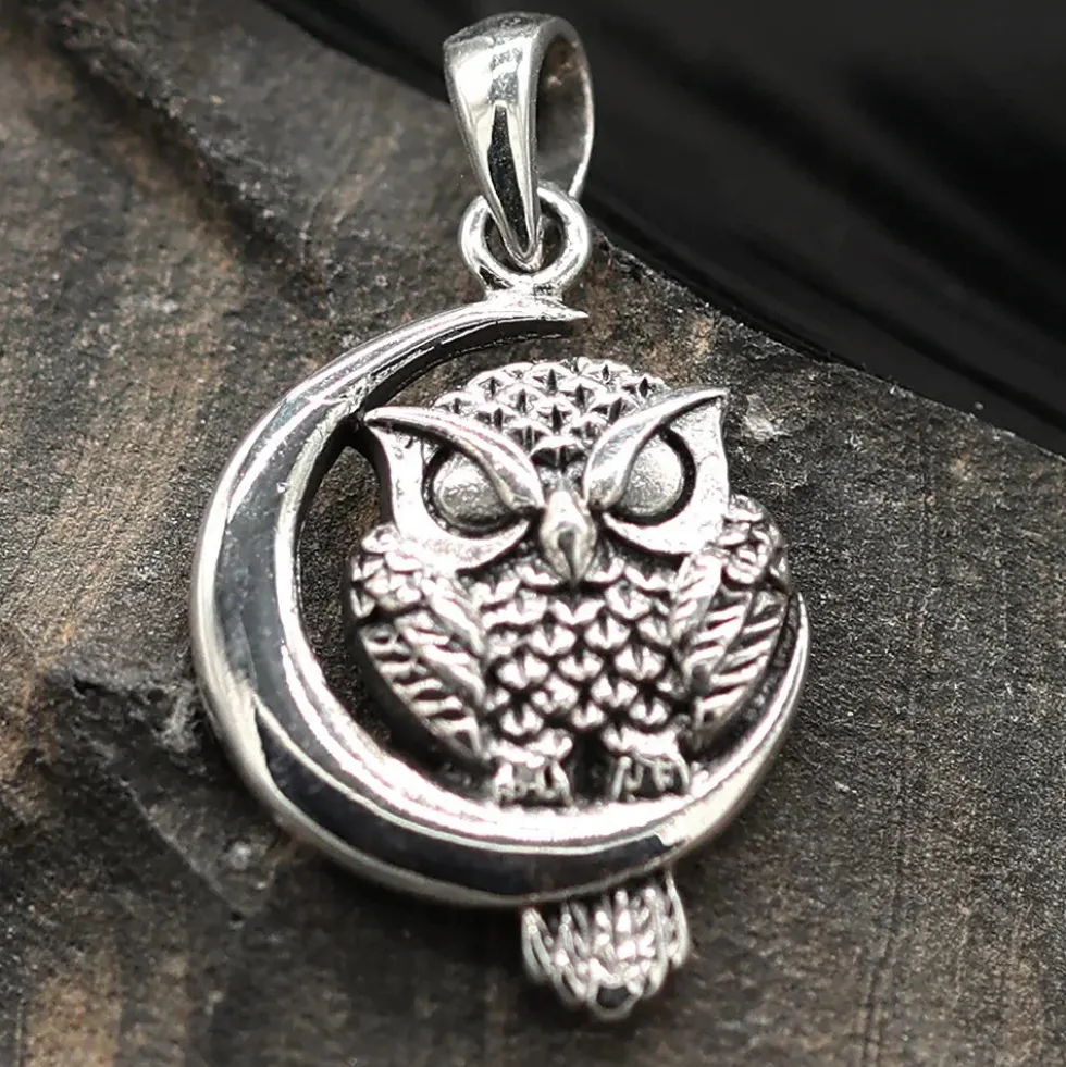 Eule Schmuck Anhänger Silber 925/000 Eule im Mond