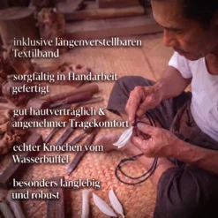 Exklusiver Maori Anhänger Duo Holz Knochen Komposition Halskette