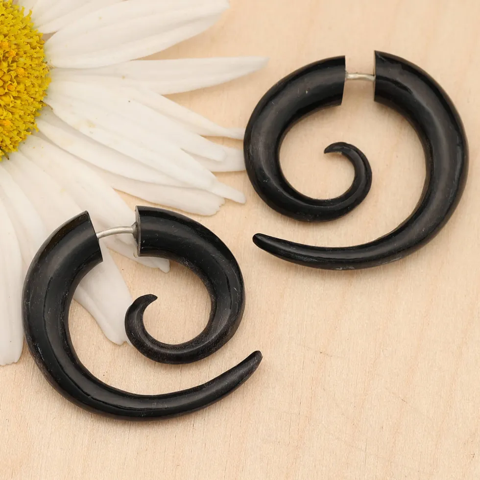 Fake Piercing Spirale M Horn Ohrschmuck (Paar)