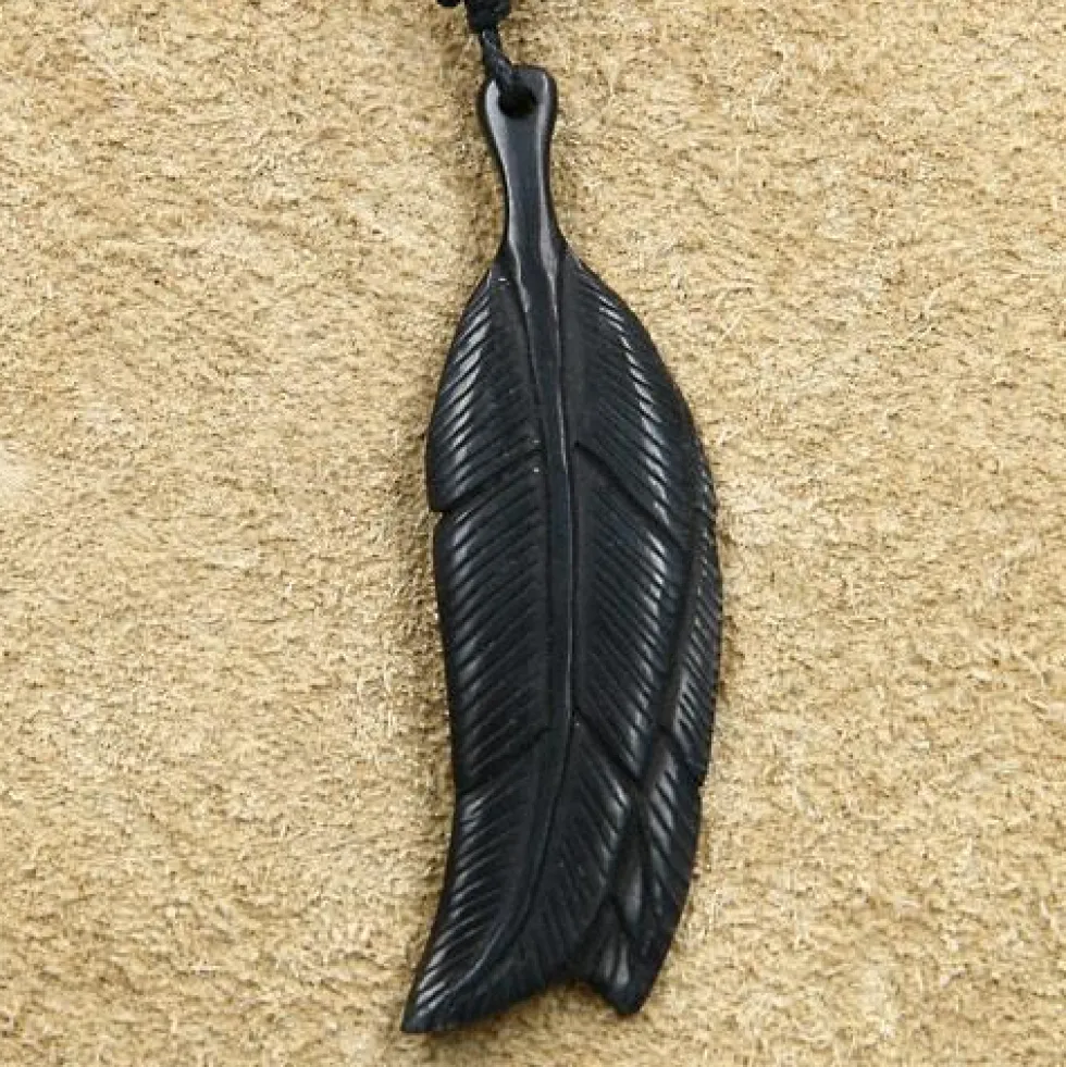 Feder Hornschmuck Anhänger Kette