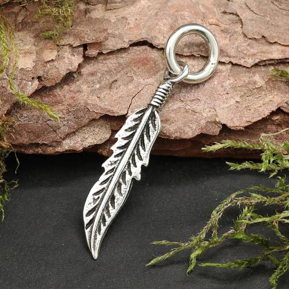 Feder Kettenanhänger Schmuck Sterling 925 Silber Anhänger
