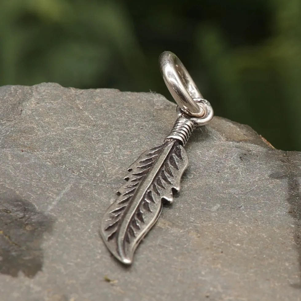 Feder Kettenanhänger Schmuck Sterling 925 Silber Anhänger