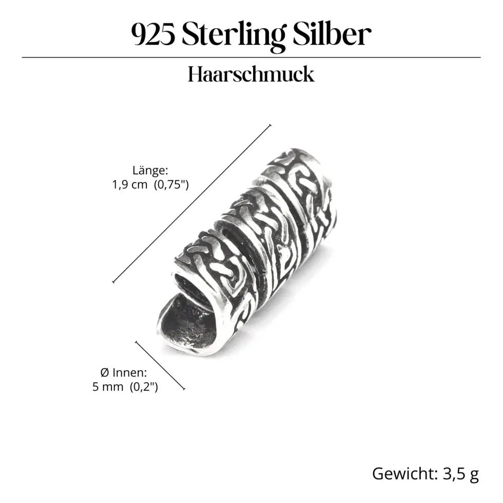 feine keltische Bartperle 925 Silber Bartschmuck