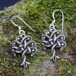 Feiner Lebensbaum Silber Einhänger Ohrschmuck Kelten Knoten 925 Silber (Paar)