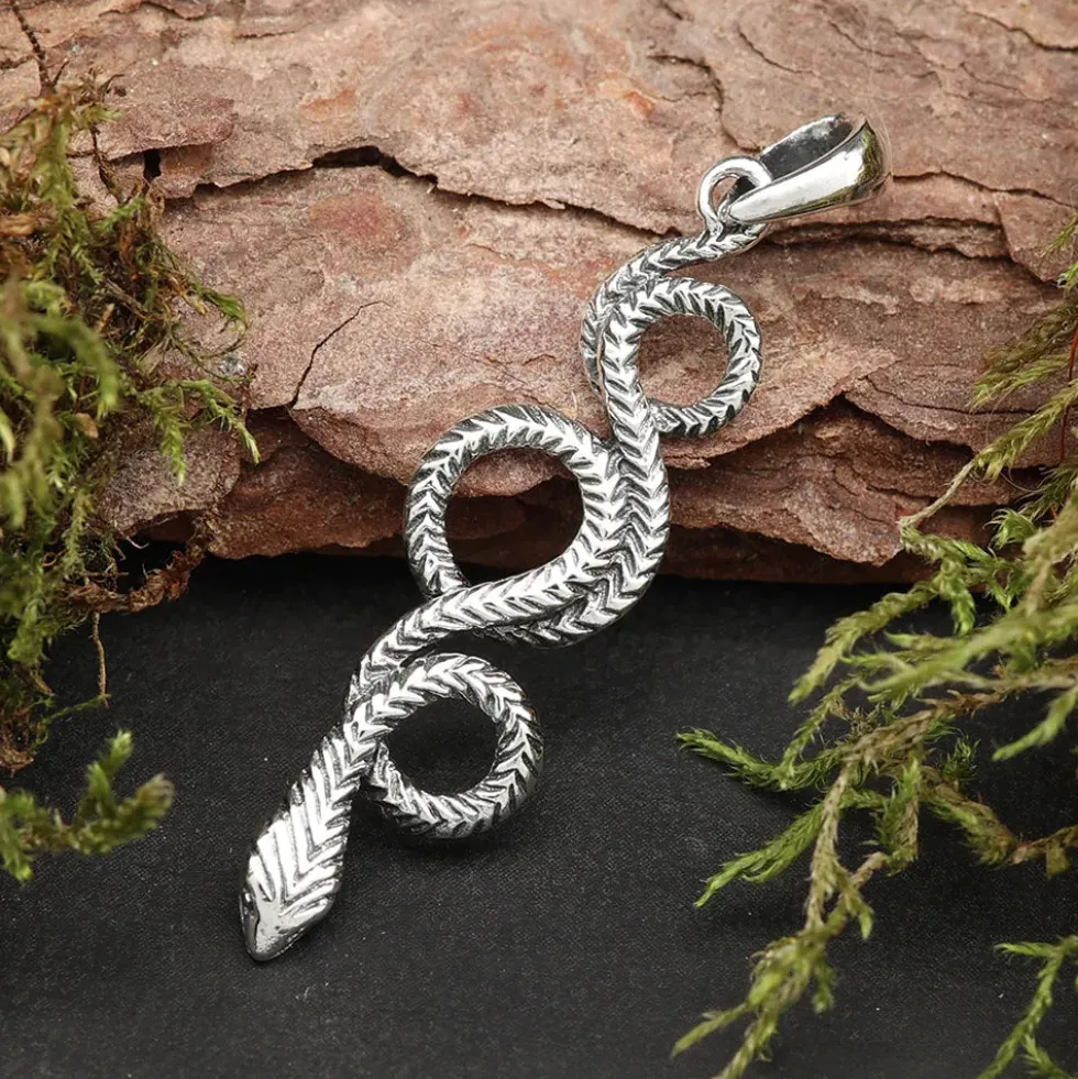 Feine Schlange Anhänger 925 Silber detailreich gearbeitet