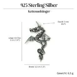 Feuer Drache Schmuck 925 Sterlingsilber Schmuck Anhänger