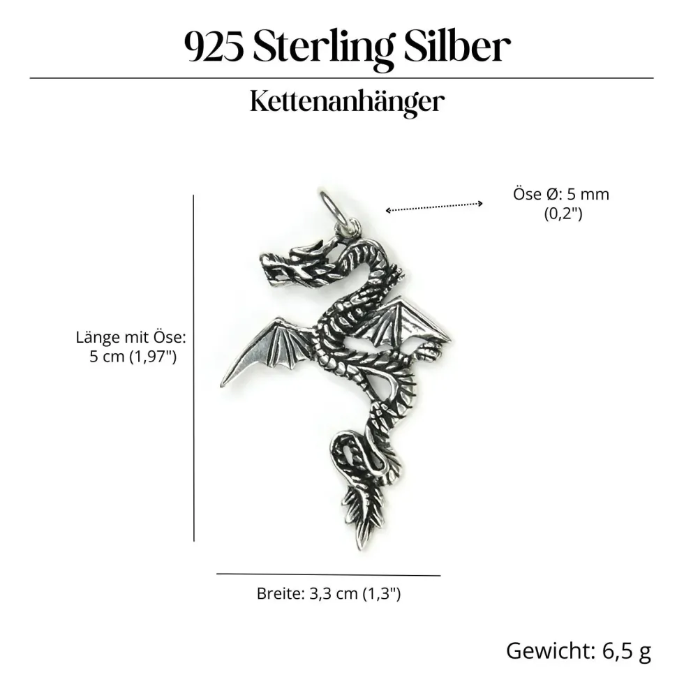 Feuer Drache Schmuck 925 Sterlingsilber Schmuck Anhänger