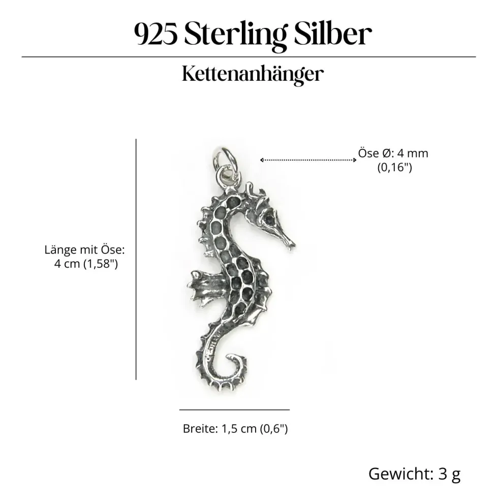 filigranes Seepferdchen Kettenanhänger 925 Silber Schmuck