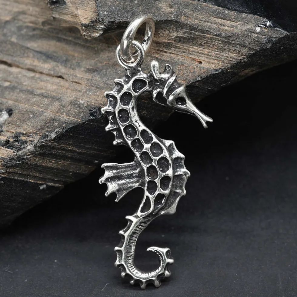 filigranes Seepferdchen Kettenanhänger 925 Silber Schmuck