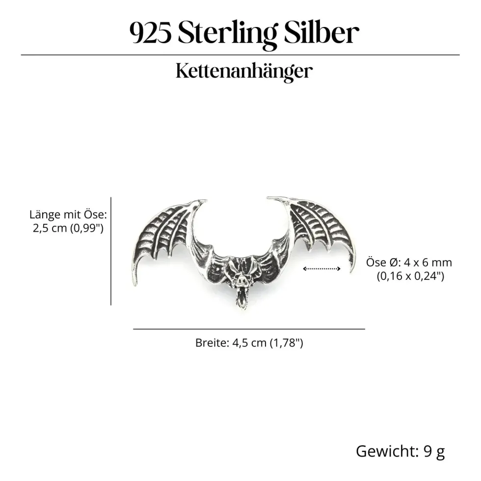 Fledermaus Schmuck Anhänger aus Silber 925 Silber