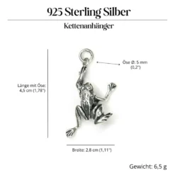 Frosch Kettenanhänger Schmuck 925 Silber Anhänger