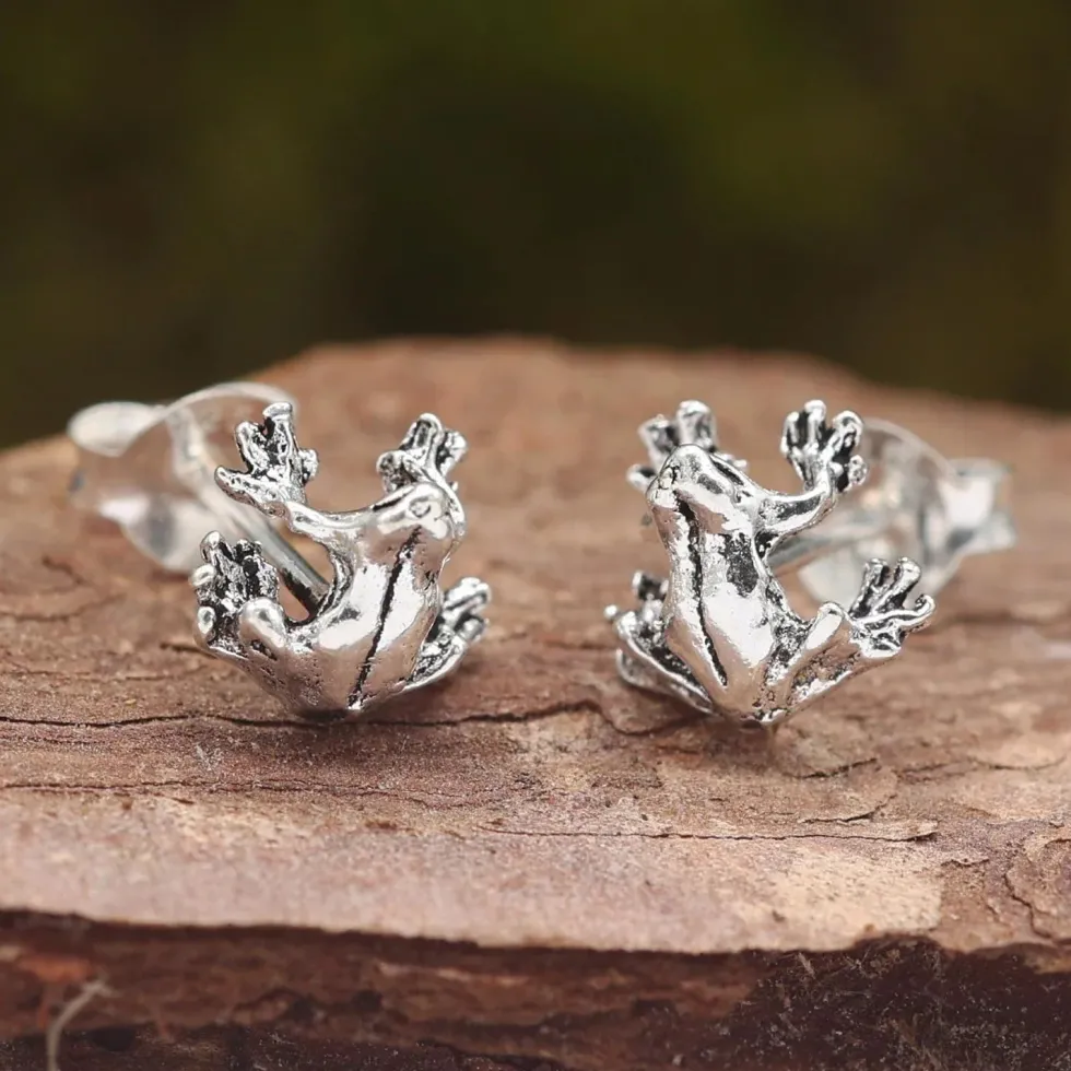 Frosch Ohrstecker 925 Silber Ohrschmuck