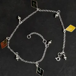 Fußkettchen hängende Rauten Sommerschmuck 925 Silber