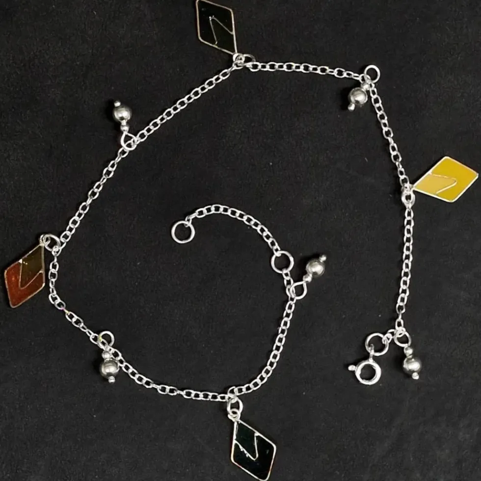 Fußkettchen hängende Rauten Sommerschmuck 925 Silber