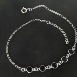 Fußkettchen mit blauen Zirkonia Steinen 925 Silber