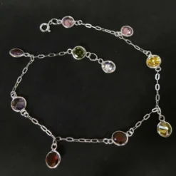 Fußkettchen Multi Colour Zirkonia Fußschmuck 925 Silber