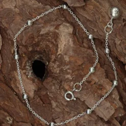 Fußkettchen 925 Sterlingsilber schlicht Kugeln Längenverstellbar
