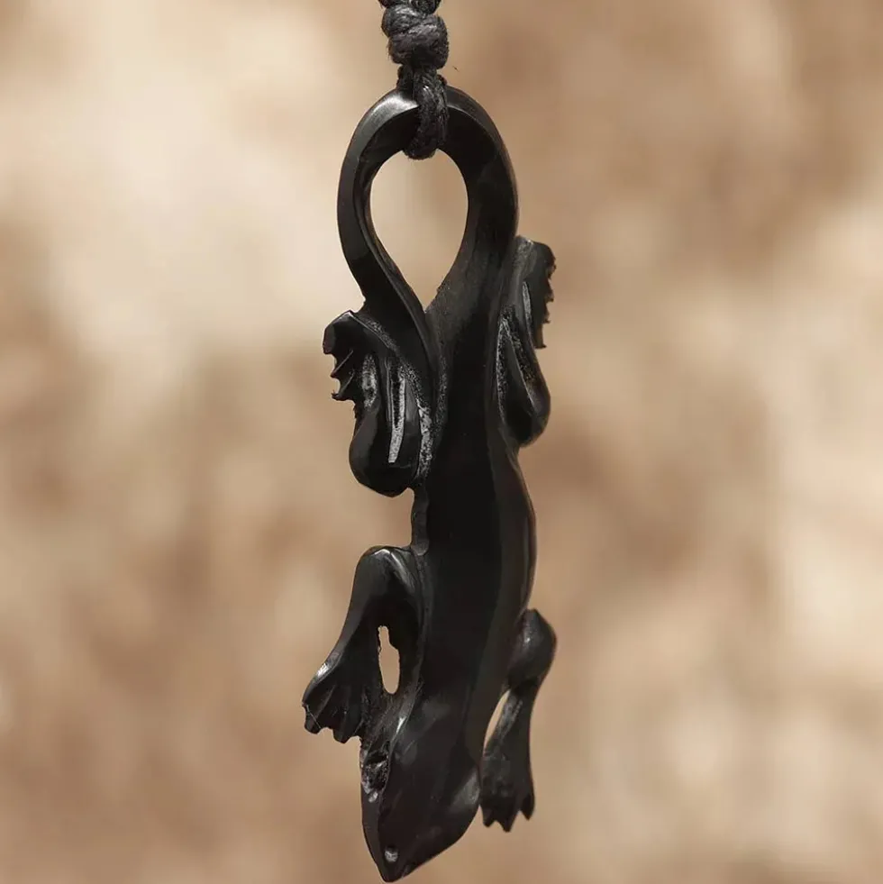 Gecko Hornschmuck Anhänger Kette