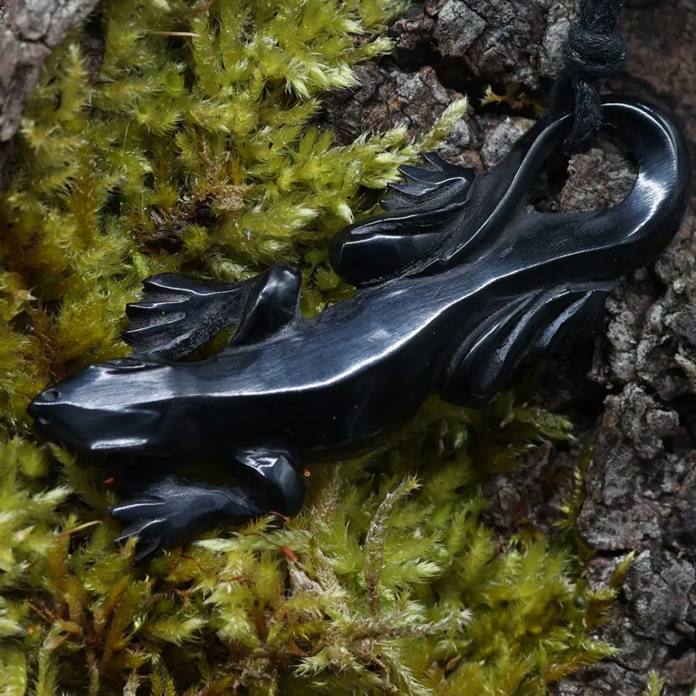 Gecko Hornschmuck Anhänger Kette