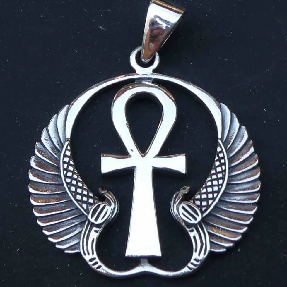 Geflügeltes Ankh Anhänger 925 Silber ägyptischer Kettenanhänger