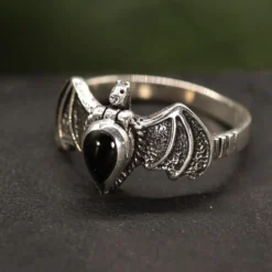 Giftring Fledermaus Ring mit Fach 925 Silber Schmuck