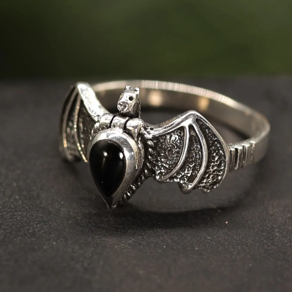 Giftring Fledermaus Ring mit Fach 925 Silber Schmuck