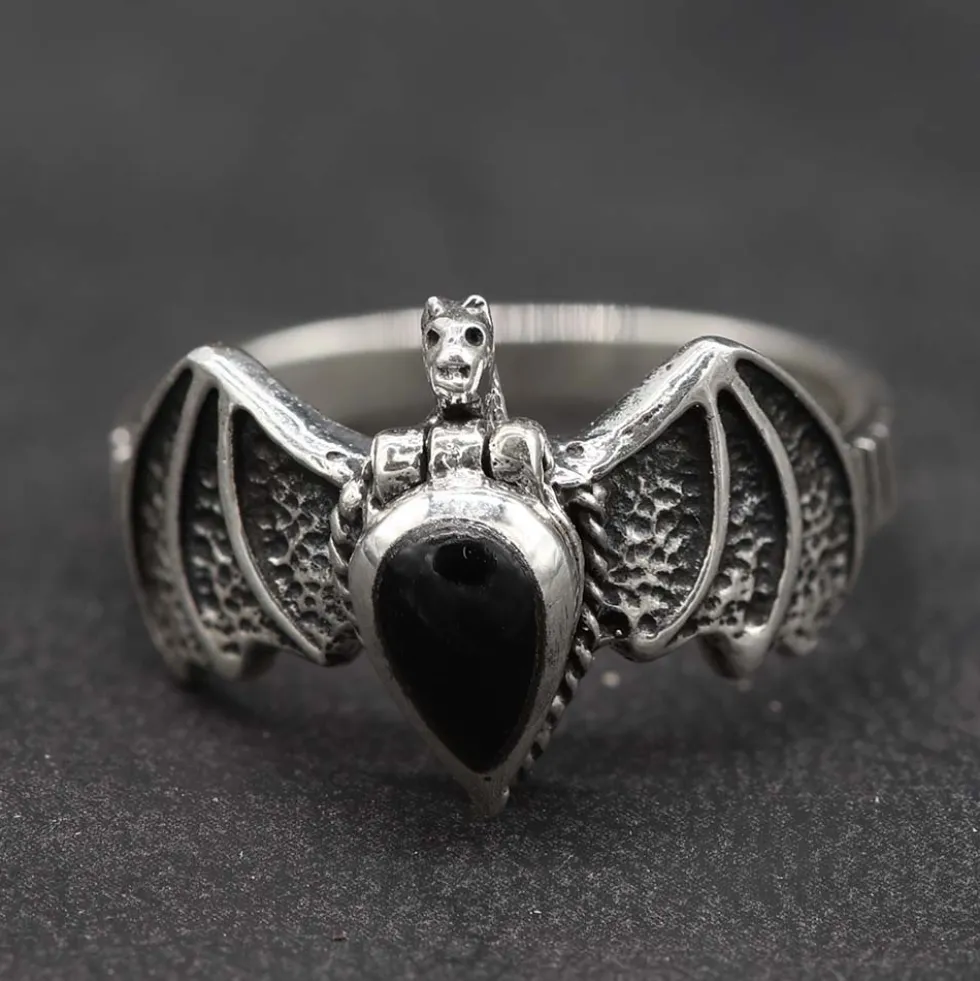 Giftring Fledermaus Ring mit Fach 925 Silber Schmuck