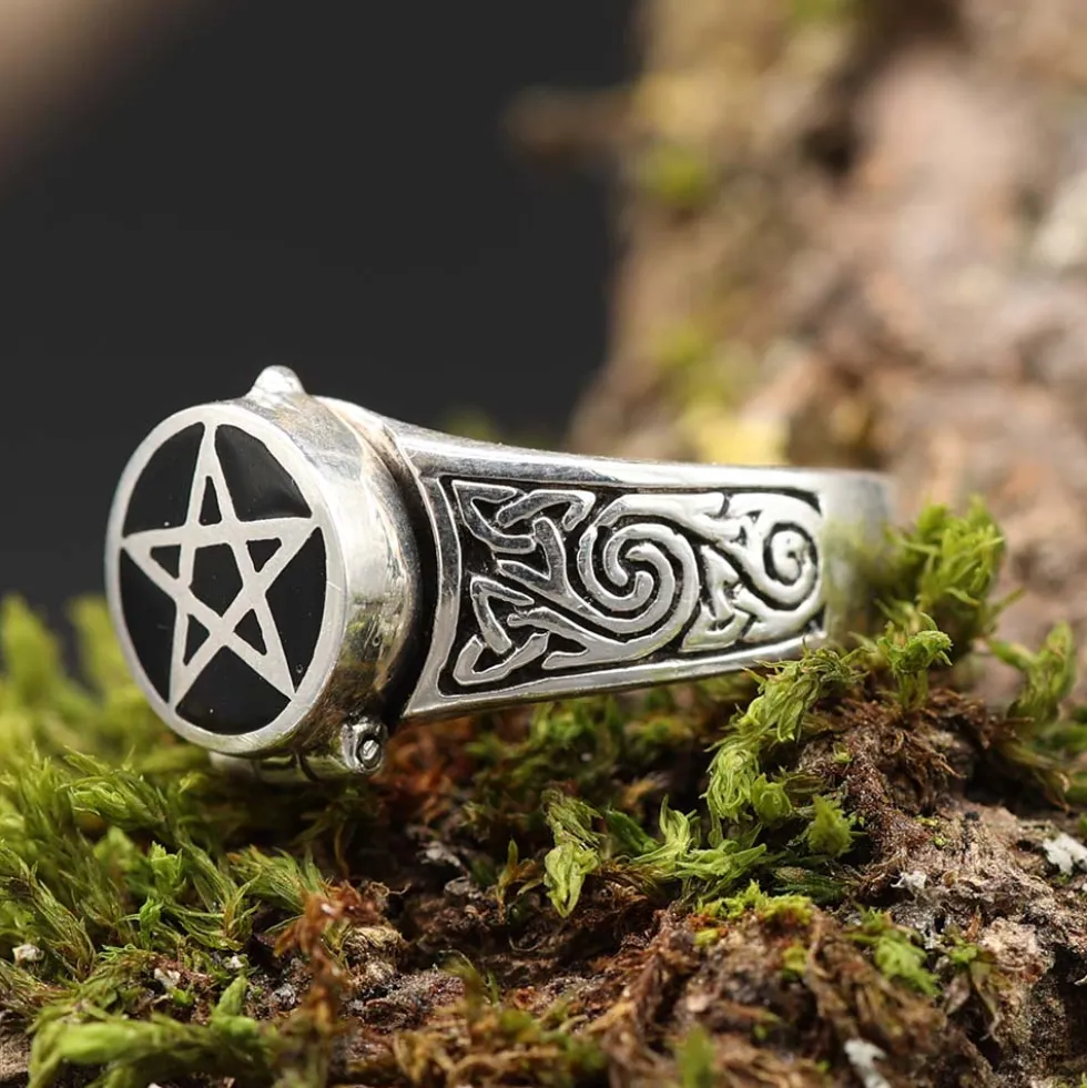 Giftring Pentagramm Schmuck 925 /000 Silber Ring