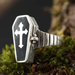 Giftring Sarg Ring mit Fach Gothic Schmuck 925 Silber