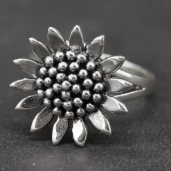 Giftring Sonnenblume Ring mit Fach 925 Silber