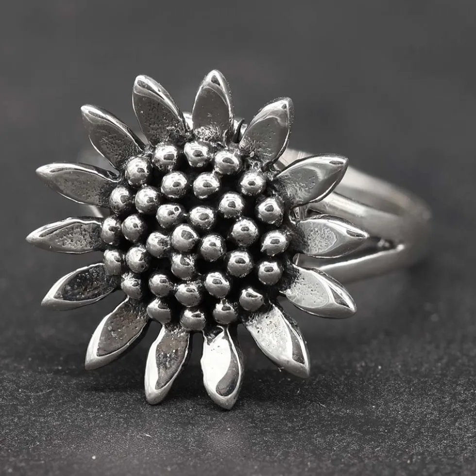 Giftring Sonnenblume Ring mit Fach 925 Silber