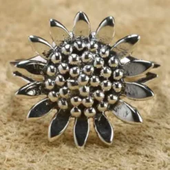 Giftring Sonnenblume Ring mit Fach 925 Silber