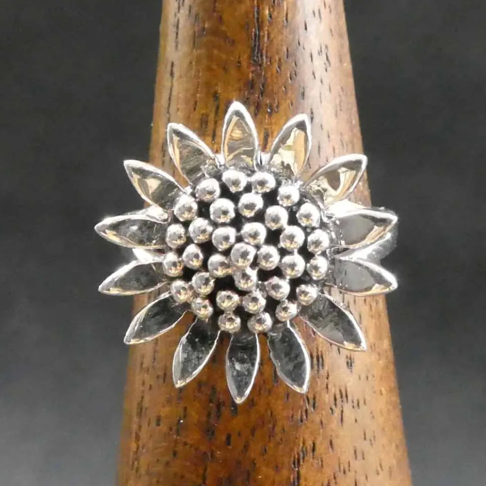 Giftring Sonnenblume Ring mit Fach 925 Silber