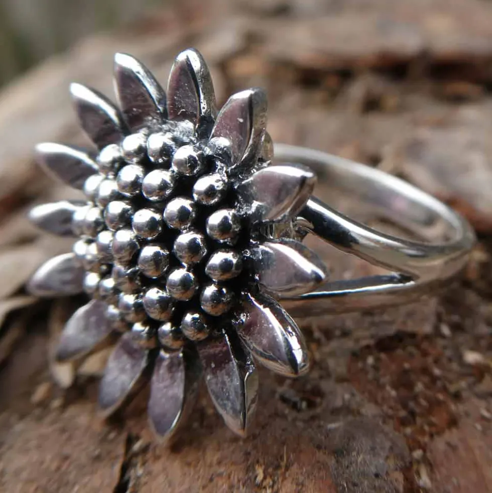 Giftring Sonnenblume Ring mit Fach 925 Silber