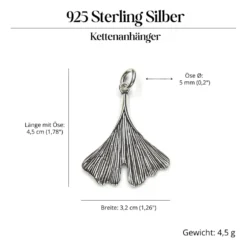 Ginkgo Blatt Schmuck Anhänger aus 925 Silber