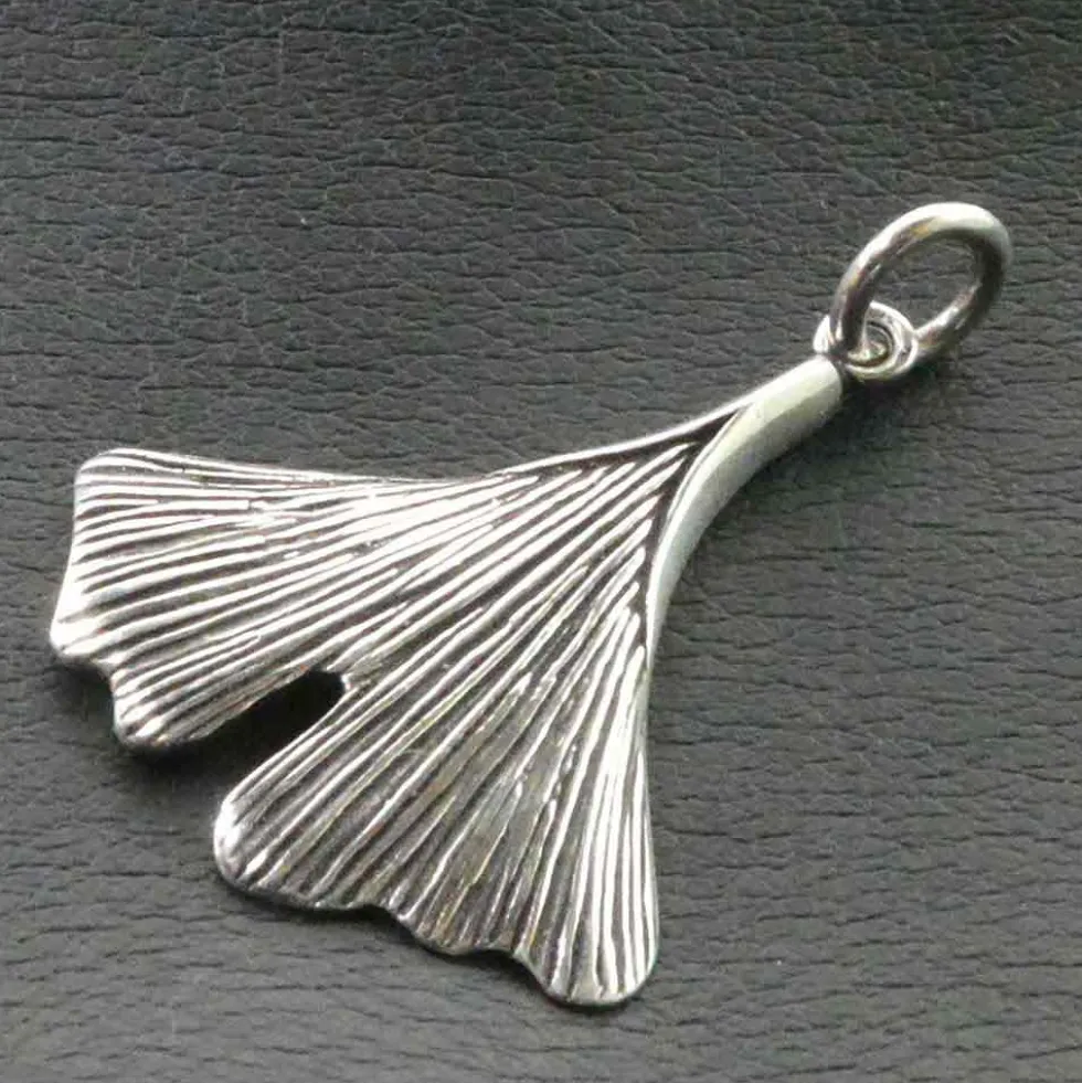 Ginkgo Blatt Schmuck Anhänger aus 925 Silber