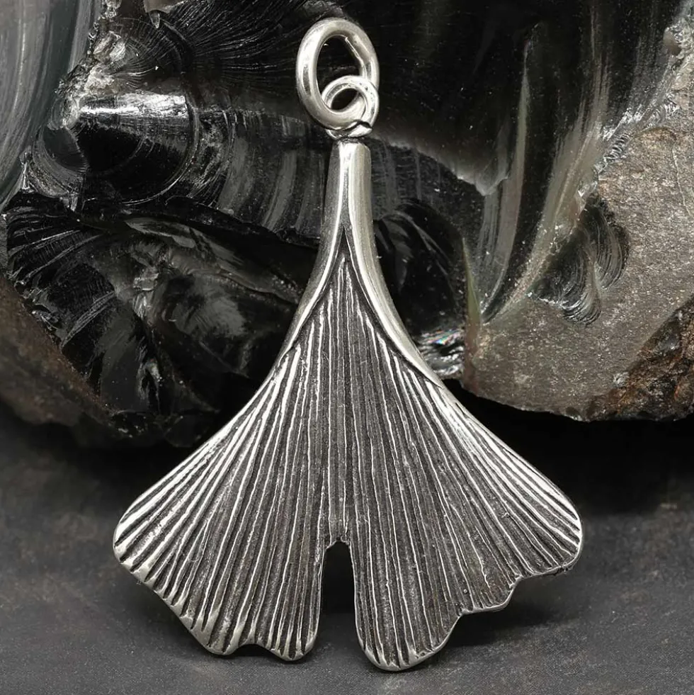 Ginkgo Blatt Schmuck Anhänger aus 925 Silber